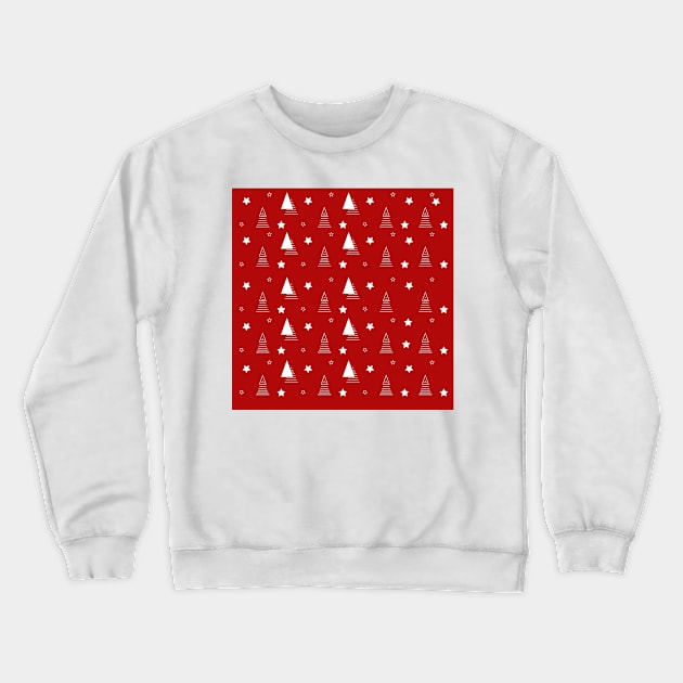 Red Christmas pattern elegant minimal tree Crewneck Sweatshirt by soycarola